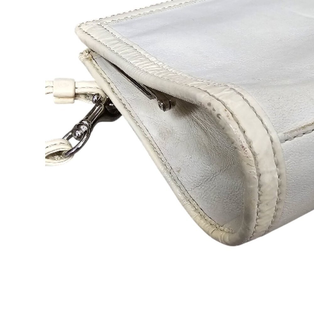 Coach Soho Rare Kisslock Framed Vintage Leather Ivory Clutch Wristlet Bag - Picture 11 of 12